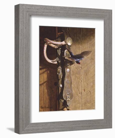 Swallow On Saddlery-Peter Munro-Framed Premium Giclee Print