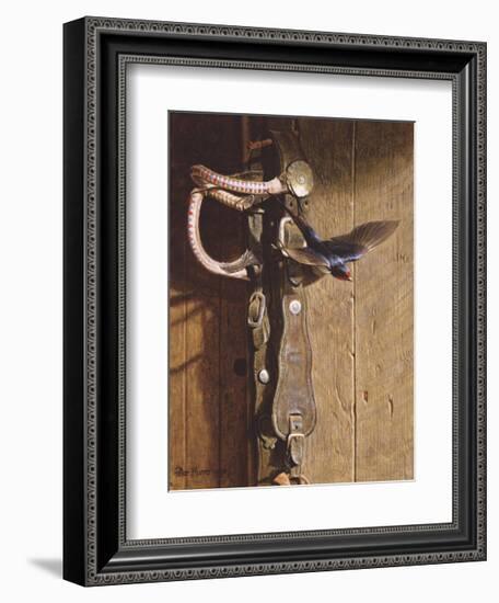 Swallow On Saddlery-Peter Munro-Framed Premium Giclee Print