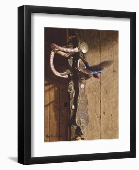 Swallow On Saddlery-Peter Munro-Framed Premium Giclee Print