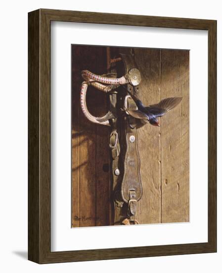 Swallow On Saddlery-Peter Munro-Framed Premium Giclee Print