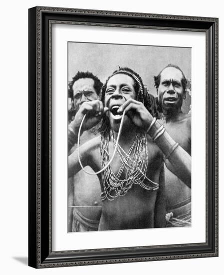 Swallowing Canes in a Ceremonial Ritual, New Guinea, 1936-null-Framed Giclee Print