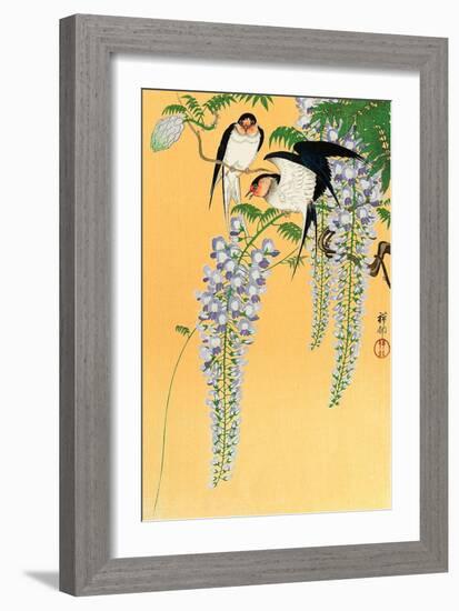 Swallows and Wisteria-Koson Ohara-Framed Giclee Print