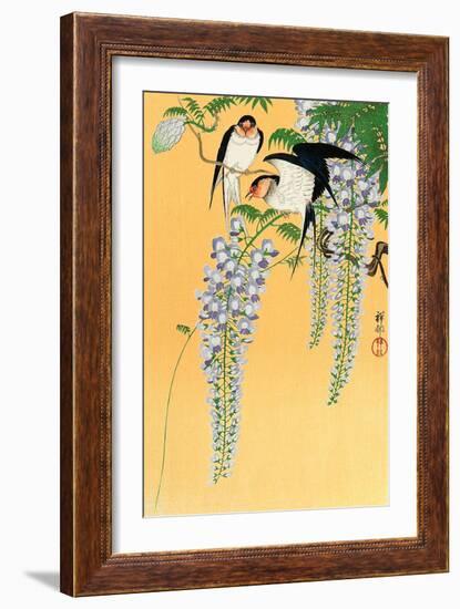 Swallows and Wisteria-Koson Ohara-Framed Giclee Print