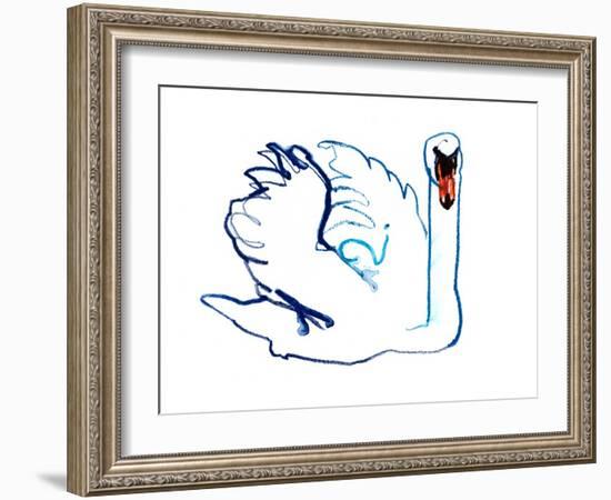 Swan, 2021, (mixed media on paper)-Mark Adlington-Framed Giclee Print