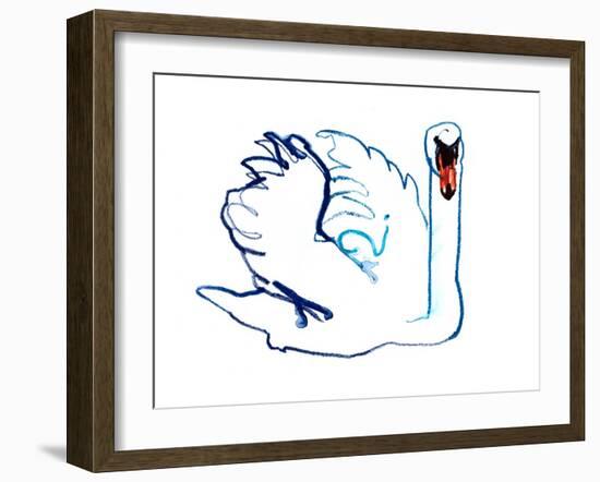Swan, 2021, (mixed media on paper)-Mark Adlington-Framed Giclee Print
