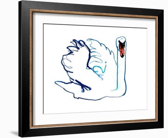 Swan, 2021, (mixed media on paper)-Mark Adlington-Framed Giclee Print