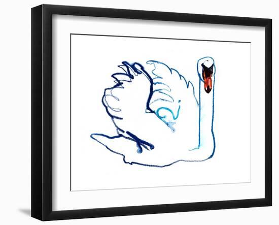 Swan, 2021, (mixed media on paper)-Mark Adlington-Framed Giclee Print