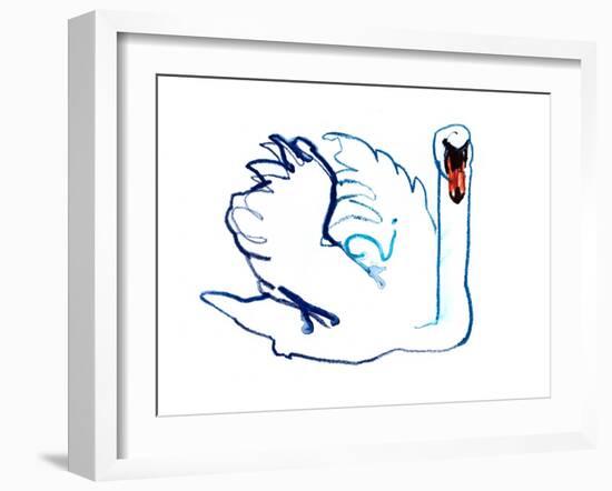 Swan, 2021, (mixed media on paper)-Mark Adlington-Framed Giclee Print