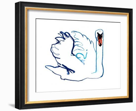 Swan, 2021, (mixed media on paper)-Mark Adlington-Framed Giclee Print