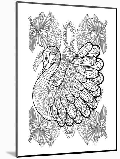 Swan & Amaryllis Design Coloring Art-null-Mounted Coloring Poster
