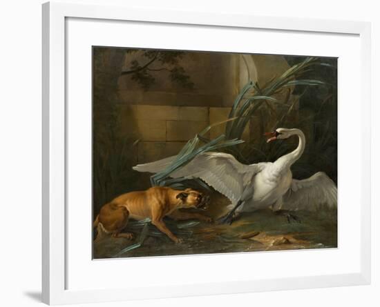 Swan Attacked by a Dog, 1745-Jean-Baptiste Oudry-Framed Giclee Print