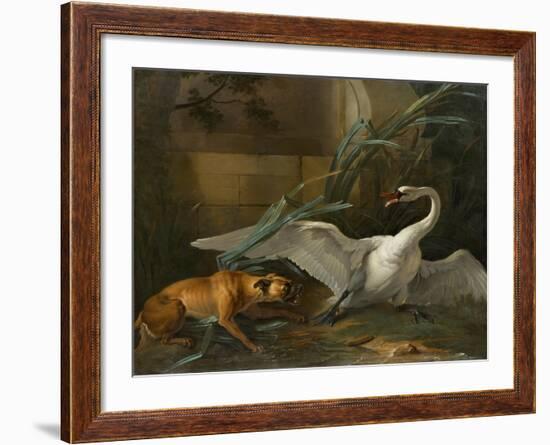 Swan Attacked by a Dog, 1745-Jean-Baptiste Oudry-Framed Giclee Print