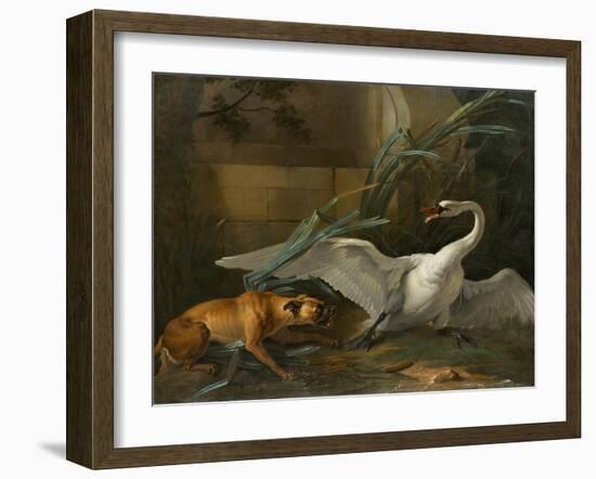 Swan Attacked by a Dog, 1745-Jean-Baptiste Oudry-Framed Giclee Print