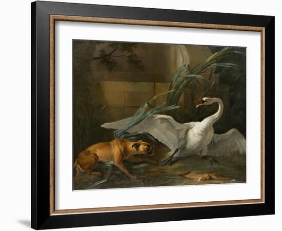 Swan Attacked by a Dog, 1745-Jean-Baptiste Oudry-Framed Giclee Print