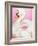 Swan Float on Pink-Elizabeth Medley-Framed Art Print