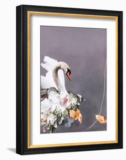 Swan Gold 1-Design Fabrikken-Framed Art Print