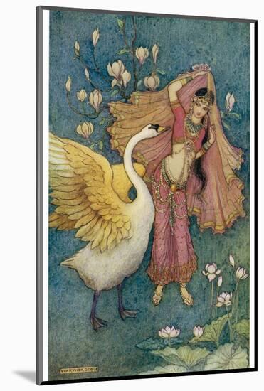 Swan Grateful for Being Spared by Prince Nala Tells Damayanti How Handsome He Is-Warwick Goble-Mounted Photographic Print