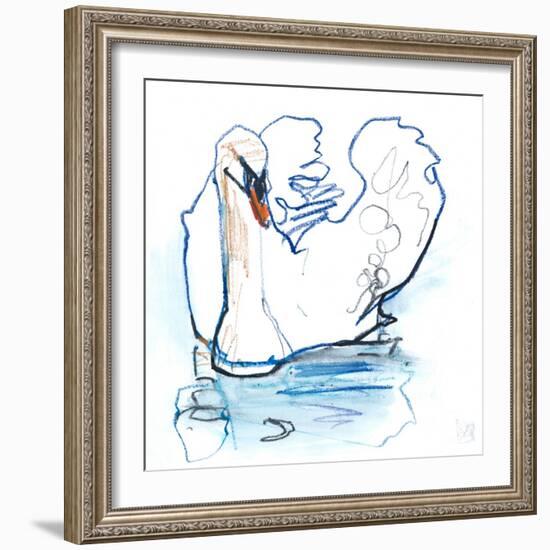 Swan Lake, 2021, (mixed media on paper)-Mark Adlington-Framed Giclee Print