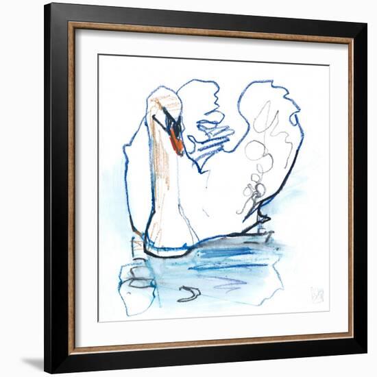 Swan Lake, 2021, (mixed media on paper)-Mark Adlington-Framed Giclee Print