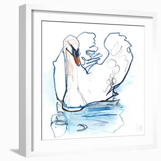 Swan Lake, 2021, (mixed media on paper)-Mark Adlington-Framed Giclee Print