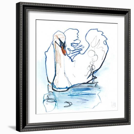 Swan Lake, 2021, (mixed media on paper)-Mark Adlington-Framed Giclee Print