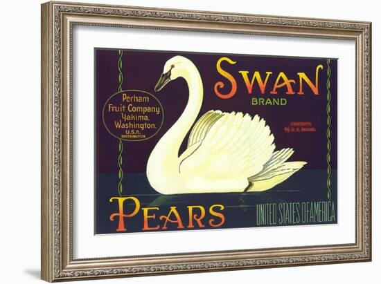 Swan Pear Label-null-Framed Art Print