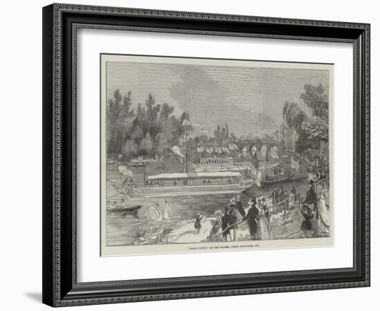 Swan-Upping on the Thames, from Brentford Ait-null-Framed Giclee Print