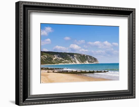 Swanage Beach and White Cliffs, Dorset, Jurassic Coast, England, United Kingdom, Europe-Matthew Williams-Ellis-Framed Photographic Print