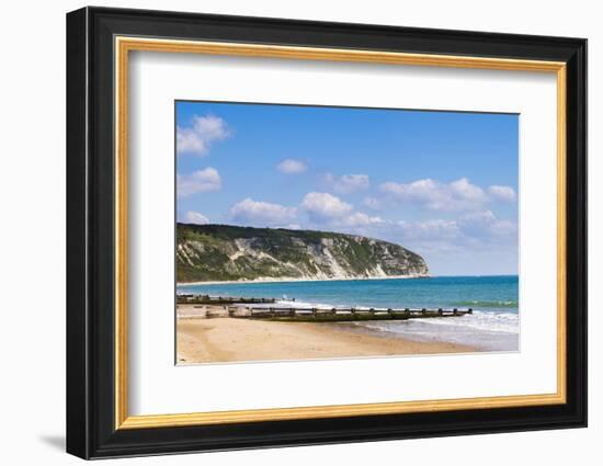 Swanage Beach and White Cliffs, Dorset, Jurassic Coast, England, United Kingdom, Europe-Matthew Williams-Ellis-Framed Photographic Print