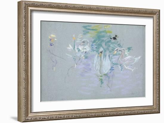 Swans, 1885 (Pastel on Paper)-Berthe Morisot-Framed Giclee Print