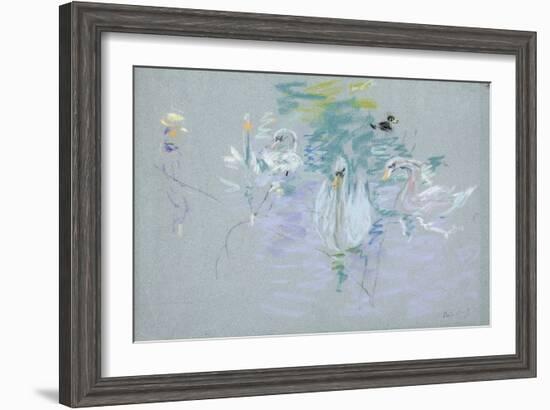 Swans, 1885 (Pastel on Paper)-Berthe Morisot-Framed Giclee Print