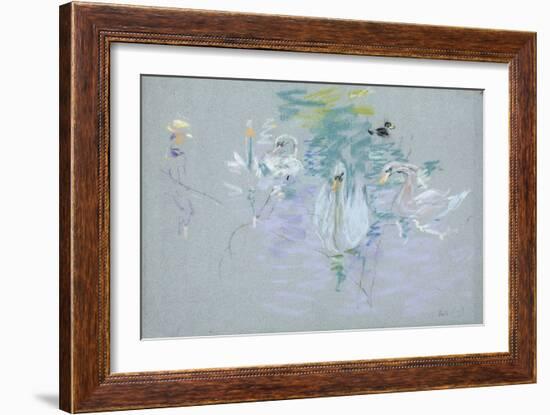 Swans, 1885 (Pastel on Paper)-Berthe Morisot-Framed Giclee Print