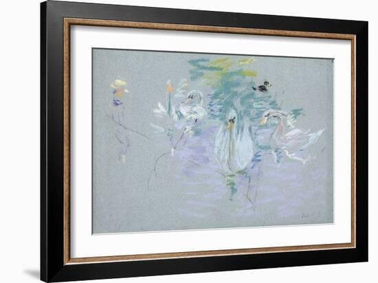 Swans, 1885 (Pastel on Paper)-Berthe Morisot-Framed Giclee Print