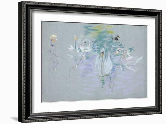 Swans, 1885 (Pastel on Paper)-Berthe Morisot-Framed Giclee Print