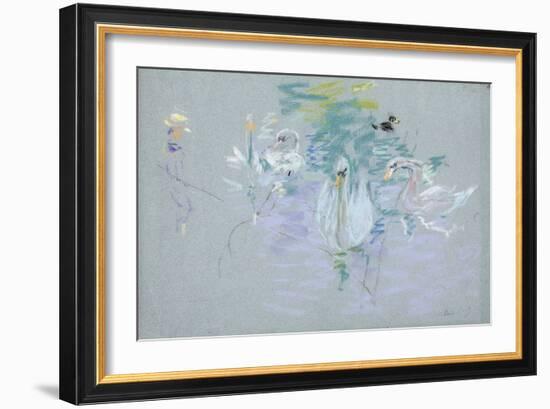 Swans, 1885 (Pastel on Paper)-Berthe Morisot-Framed Giclee Print