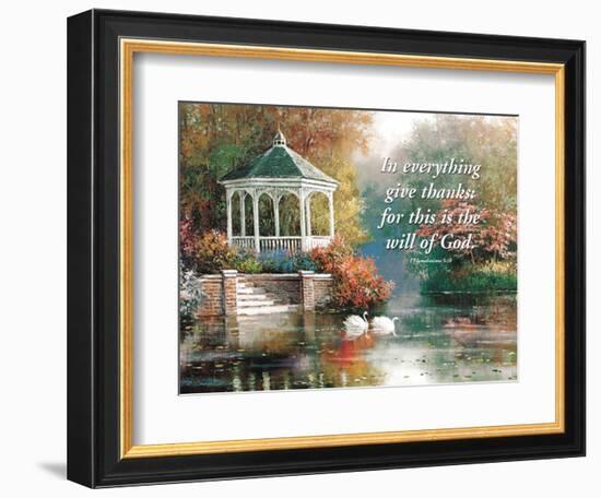 Swans and Gazebo-unknown Chiu-Framed Art Print