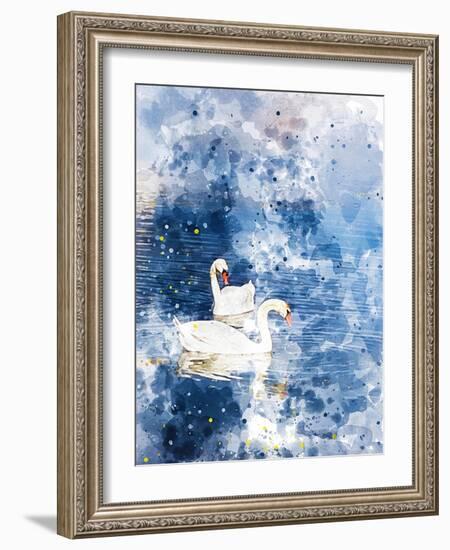 Swans II-Chamira Young-Framed Art Print