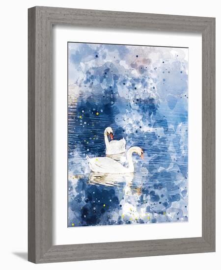 Swans II-Chamira Young-Framed Art Print