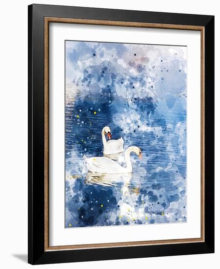 Swans II-Chamira Young-Framed Art Print