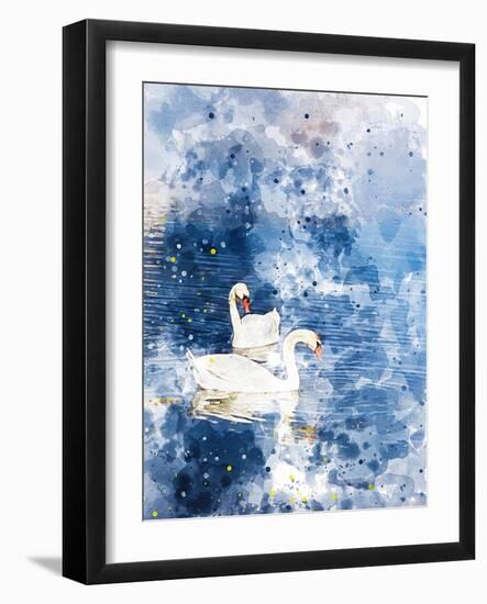 Swans II-Chamira Young-Framed Art Print