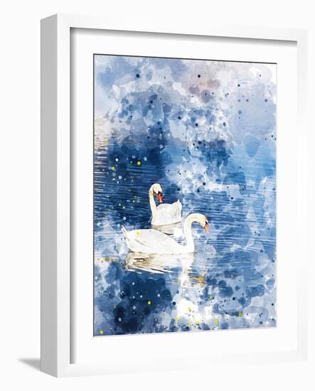 Swans II-Chamira Young-Framed Art Print