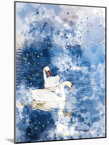 Swans II-Chamira Young-Mounted Art Print