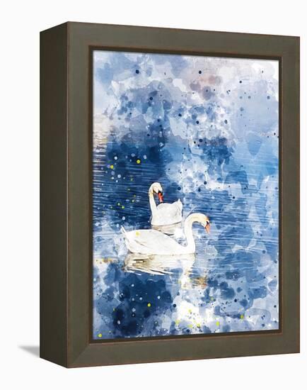 Swans II-Chamira Young-Framed Stretched Canvas