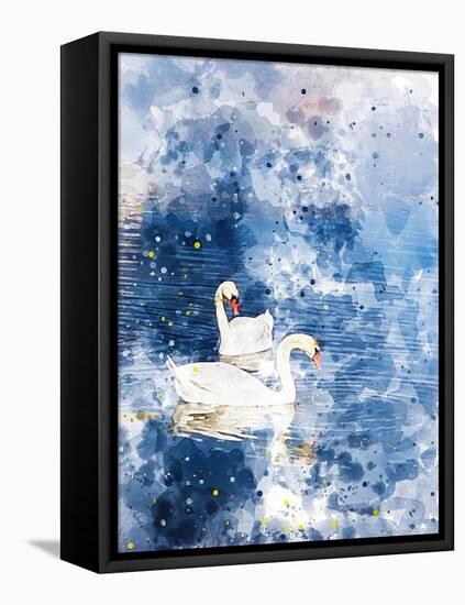 Swans II-Chamira Young-Framed Stretched Canvas