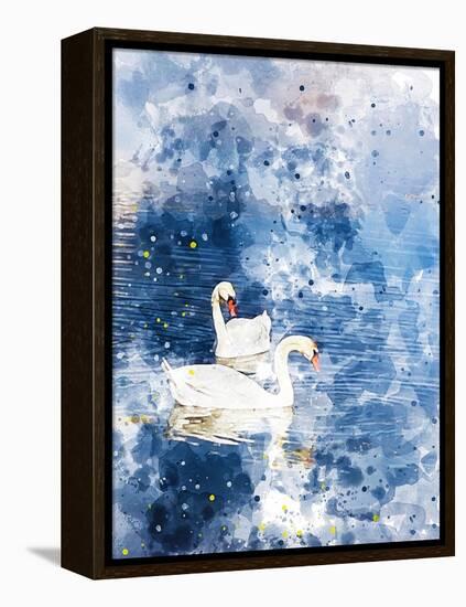 Swans II-Chamira Young-Framed Stretched Canvas