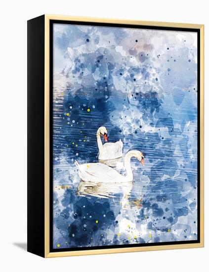 Swans II-Chamira Young-Framed Stretched Canvas