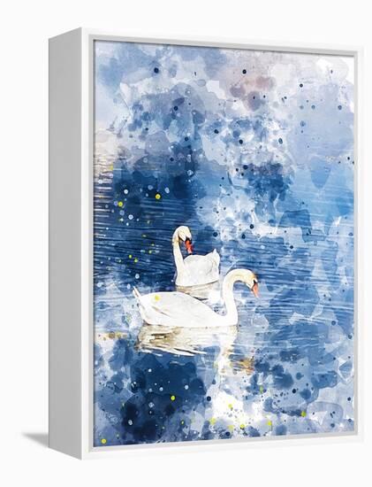 Swans II-Chamira Young-Framed Stretched Canvas