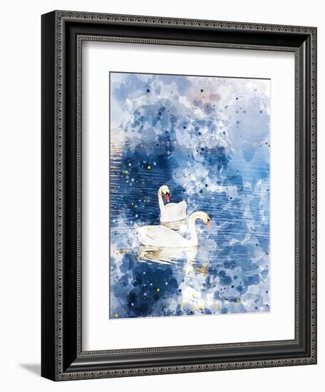 Swans II-Chamira Young-Framed Premium Giclee Print