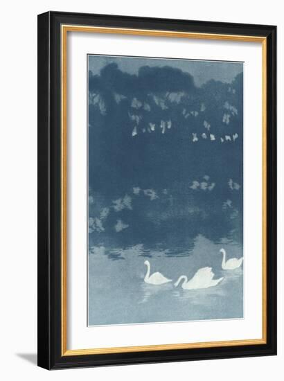 Swans in Dusk-null-Framed Art Print