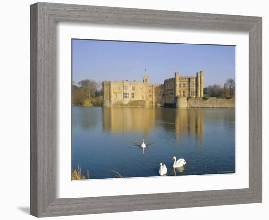 Swans in Front of Leeds Castle, Kent, England-G Richardson-Framed Photographic Print